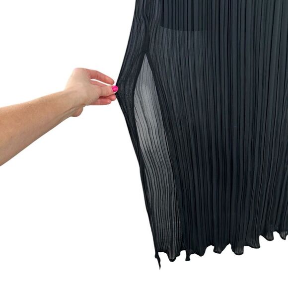 BCBGeneration Black Pleated Open Back Side Slit Maxi Dress - Picture 10 of 13